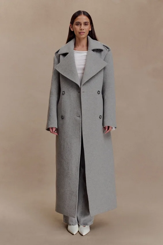 Abrigo largo de lana Levi – Gris jaspeado Abrigo largo de lana Levi – Gris jaspeado