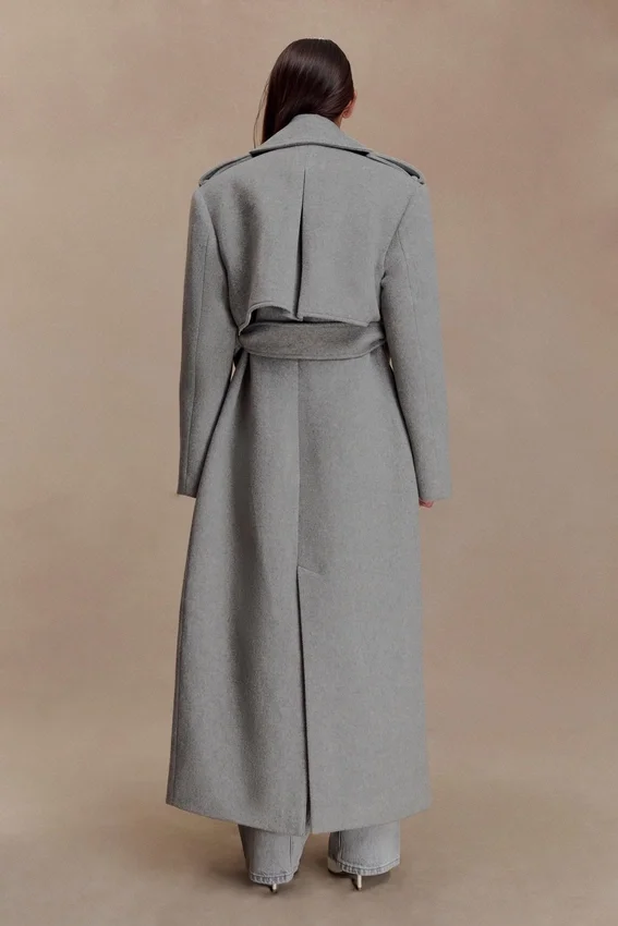 Abrigo largo de lana Levi – Gris jaspeado Abrigo largo de lana Levi – Gris jaspeado