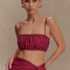 Bandeau de lino fruncido Scottie – Burdeos Bandeau de lino fruncido Scottie – Burdeos