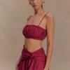 Bandeau de lino fruncido Scottie – Burdeos Bandeau de lino fruncido Scottie – Burdeos
