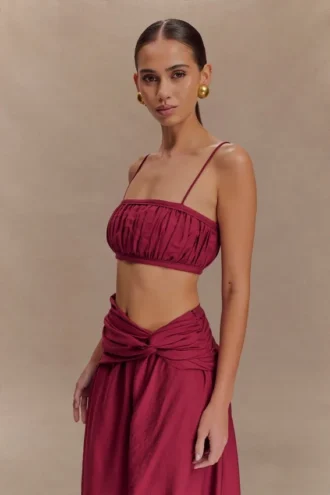 Bandeau de lino fruncido Scottie – Burdeos