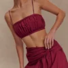 Bandeau de lino fruncido Scottie – Burdeos Bandeau de lino fruncido Scottie – Burdeos