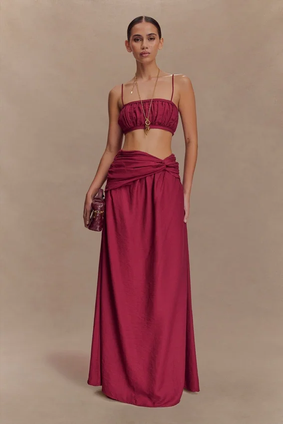 Bandeau de lino fruncido Scottie – Burdeos Bandeau de lino fruncido Scottie – Burdeos