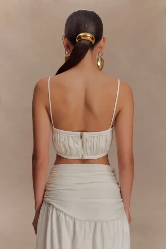 Bandeau de lino fruncido Scottie – Oat Marle