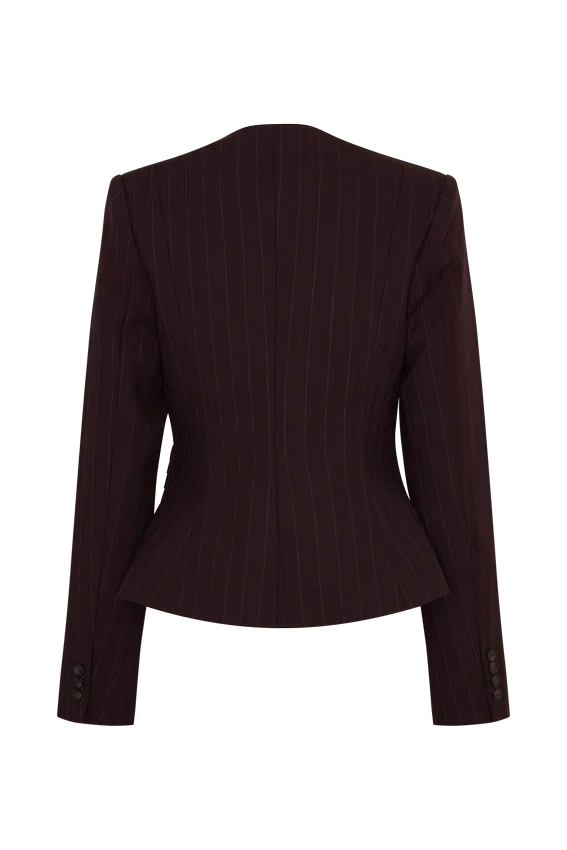 Blazer Agatha de cuello cuadrado – Rayas diplomáticas ciruela Blazer Agatha de cuello cuadrado – Rayas diplomáticas ciruela