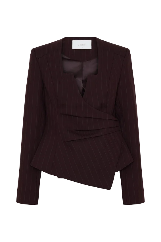 Blazer Agatha de cuello cuadrado – Rayas diplomáticas ciruela Blazer Agatha de cuello cuadrado – Rayas diplomáticas ciruela