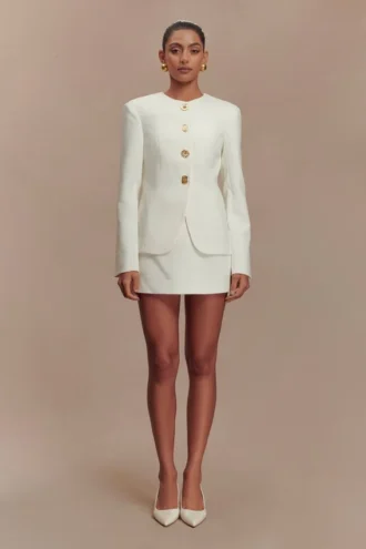 Blazer Asia con botones mixtos – Marfil