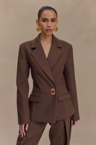 Blazer con cintura marcada Max – Chocolate