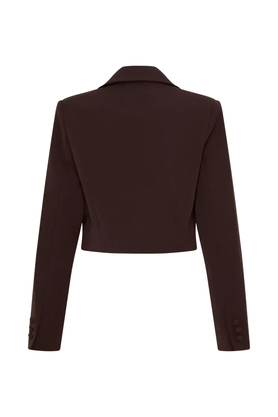 Blazer corto de traje Simone – Chocolate oscuro Blazer corto de traje Simone – Chocolate oscuro