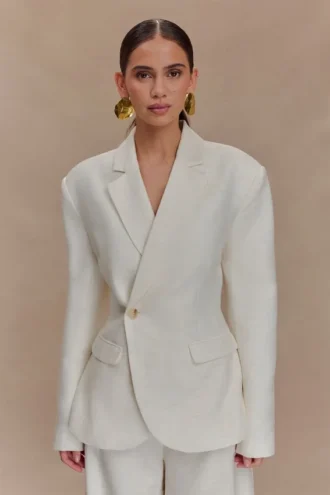 Blazer de lino entallado Jameson – Oat Marle