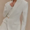 Blazer de lino entallado Jameson – Oat Marle Blazer de lino entallado Jameson – Oat Marle