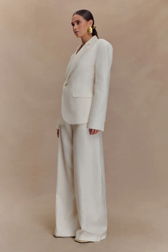 Blazer de lino entallado Jameson – Oat Marle Blazer de lino entallado Jameson – Oat Marle