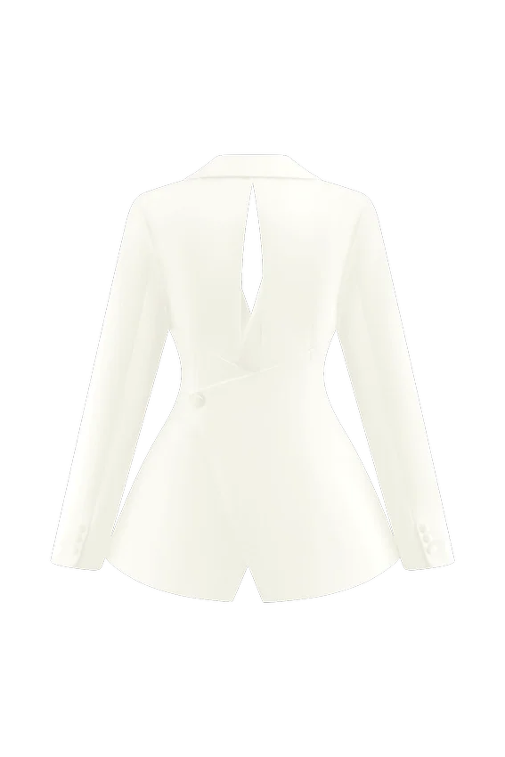 Blazer de satén entallado Ada – Marfil Blazer de satén entallado Ada – Marfil