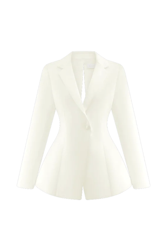 Blazer de satén entallado Ada – Marfil Blazer de satén entallado Ada – Marfil