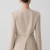 Blazer de traje sin cuello Solenne – Natural jaspeado Blazer de traje sin cuello Solenne – Natural jaspeado
