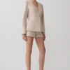 Blazer de traje sin cuello Solenne – Natural jaspeado Blazer de traje sin cuello Solenne – Natural jaspeado