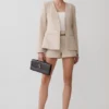 Blazer de traje sin cuello Solenne – Natural jaspeado Blazer de traje sin cuello Solenne – Natural jaspeado