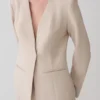 Blazer de traje sin cuello Solenne – Natural jaspeado Blazer de traje sin cuello Solenne – Natural jaspeado