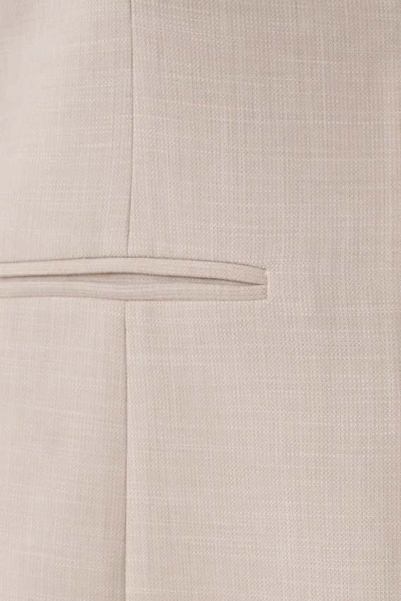 Blazer de traje sin cuello Solenne – Natural jaspeado Blazer de traje sin cuello Solenne – Natural jaspeado