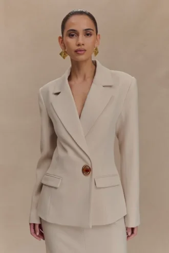 Blazer Max con cintura ceñida – Ivory Stone