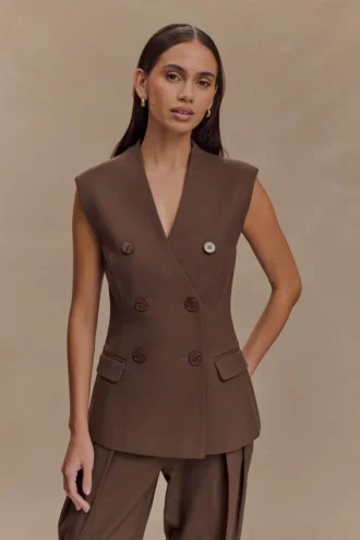 Blazer sin mangas Penelope – Chocolate