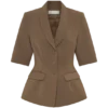 Blusa de traje con mangas abullonadas Opal – Marrón cacao Blusa de traje con mangas abullonadas Opal – Marrón cacao
