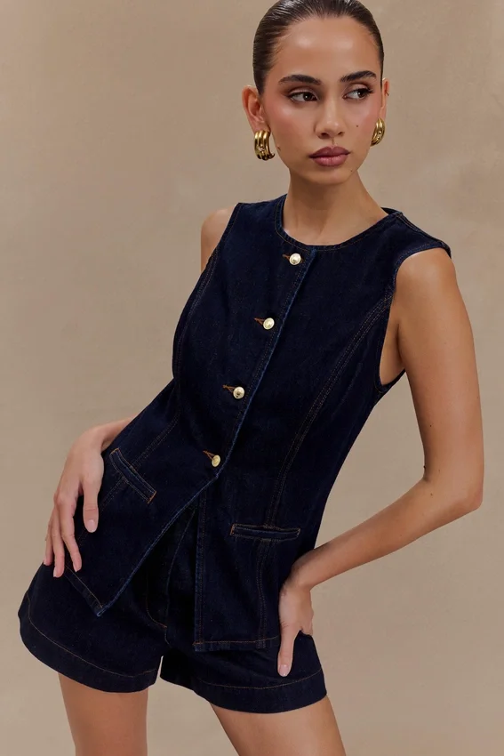 Blusa Denim abotonada Abel – Azul índigo Blusa Denim abotonada Abel – Azul índigo