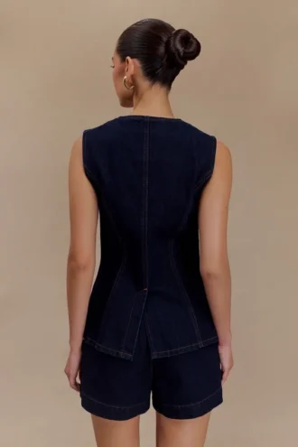 Blusa Denim abotonada Abel – Azul índigo