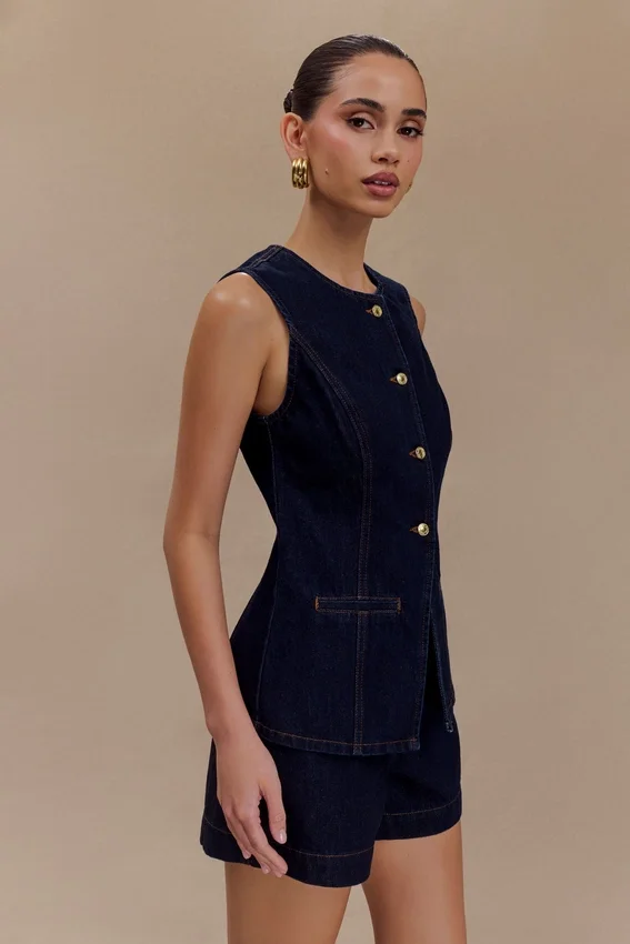Blusa Denim abotonada Abel – Azul índigo Blusa Denim abotonada Abel – Azul índigo