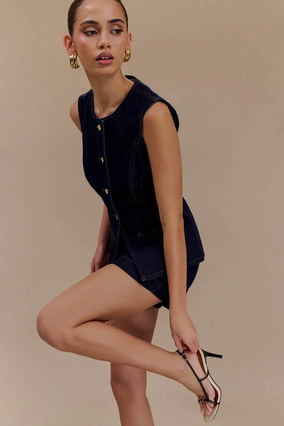 Blusa Denim abotonada Abel – Azul índigo Blusa Denim abotonada Abel – Azul índigo