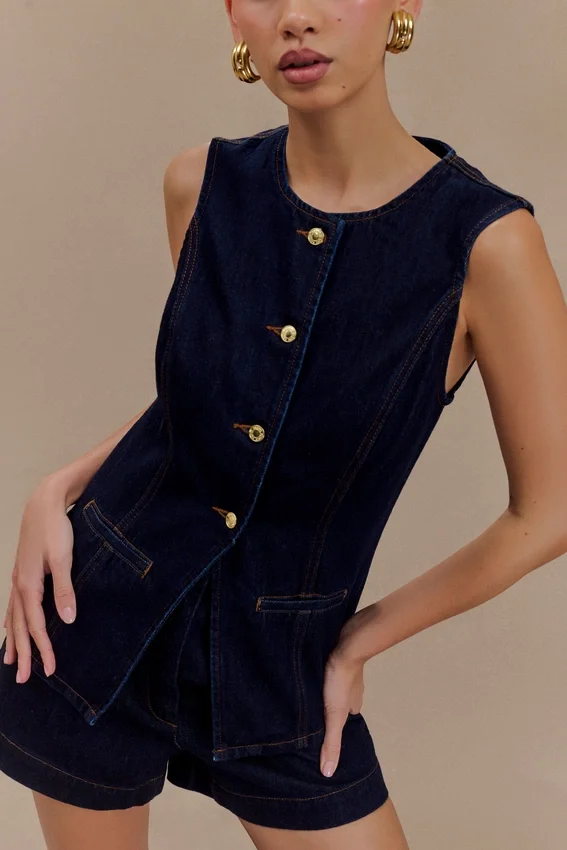 Blusa Denim abotonada Abel – Azul índigo Blusa Denim abotonada Abel – Azul índigo