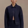 Blusa tipo chaqueta oversize Olandria – Azul índigo lavado Blusa tipo chaqueta oversize Olandria – Azul índigo lavado