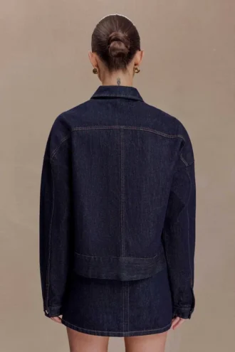Blusa tipo chaqueta oversize Olandria – Azul índigo lavado