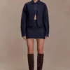 Blusa tipo chaqueta oversize Olandria – Azul índigo lavado Blusa tipo chaqueta oversize Olandria – Azul índigo lavado