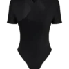 Body cruzado de manga corta Junie – Negro Body cruzado de manga corta Junie – Negro