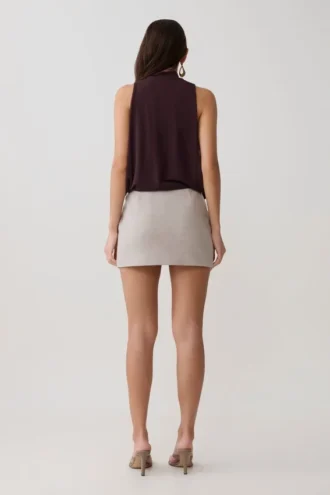 Body drapeado sin mangas de modal Laurelle – Chocolate