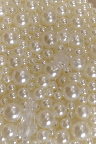 Bolso Amara con cuentas en forma de lágrima y perlas – Blanco