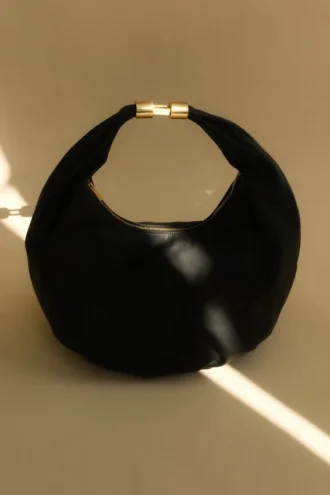 Bolso de hombro de piel Bristol Croissant – Negro