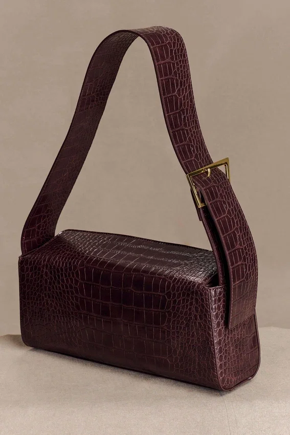Bolso de hombro Maria de imitación de piel de cocodrilo – Chocolate Bolso de hombro Maria de imitación de piel de cocodrilo – Chocolate