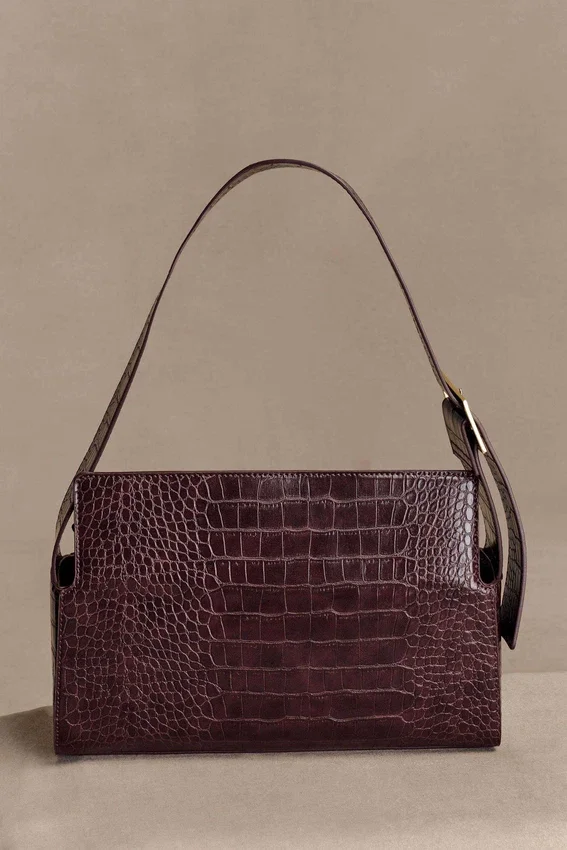 Bolso de hombro Maria de imitación de piel de cocodrilo – Chocolate Bolso de hombro Maria de imitación de piel de cocodrilo – Chocolate