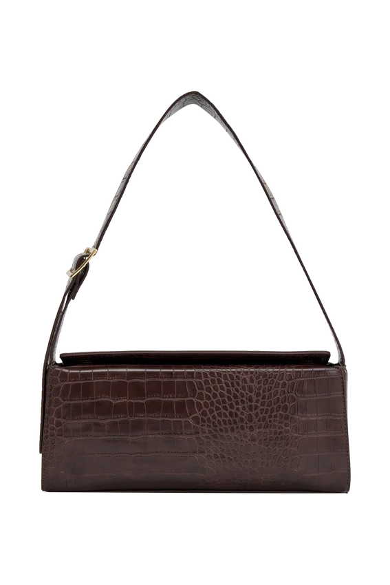 Bolso de hombro Maria de imitación de piel de cocodrilo – Chocolate Bolso de hombro Maria de imitación de piel de cocodrilo – Chocolate