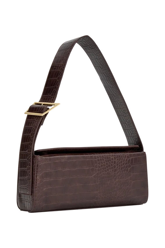 Bolso de hombro Maria de imitación de piel de cocodrilo – Chocolate Bolso de hombro Maria de imitación de piel de cocodrilo – Chocolate