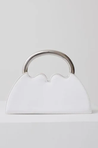 Bolso de mano con marco de satén Elianne – Blanco