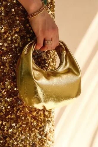 Bolso de piel Bristol Mini Croissant – Dorado