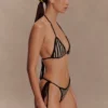 Braguita de bikini con lazo de ganchillo Corrie – Rayas negras y neutras Braguita de bikini con lazo de ganchillo Corrie – Rayas negras y neutras