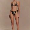 Braguita de bikini de croché Huntleigh – Estampado Sunshine en negro y dorado Braguita de bikini de croché Huntleigh – Estampado Sunshine en negro y dorado