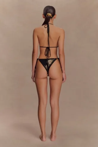 Braguita de bikini de croché Huntleigh – Estampado Sunshine en negro y dorado