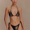 Braguita de bikini de croché Huntleigh – Estampado Sunshine en negro y dorado Braguita de bikini de croché Huntleigh – Estampado Sunshine en negro y dorado