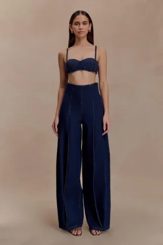 Bralette corta Belle Denim – Azul índigo