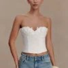 Bustier de Denim con apliques Melany – Blanco Bustier de Denim con apliques Melany – Blanco